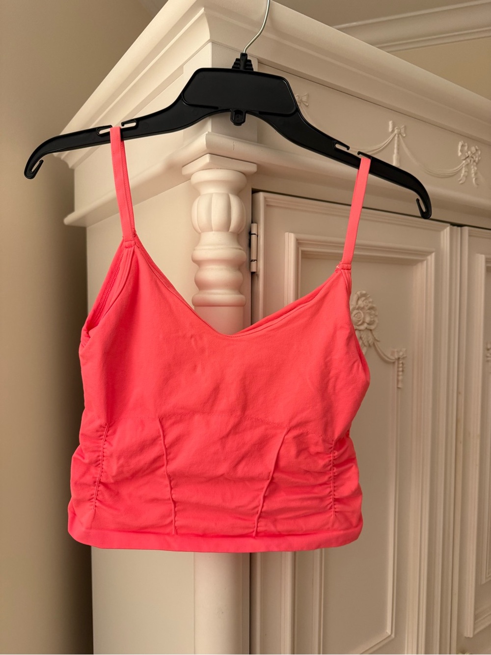 Bright Coral Pink Spaghetti Strap Crop Top